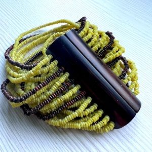 KENNTH COLE New York | Wood and Seed Bead Cuff Bracelet * Like New